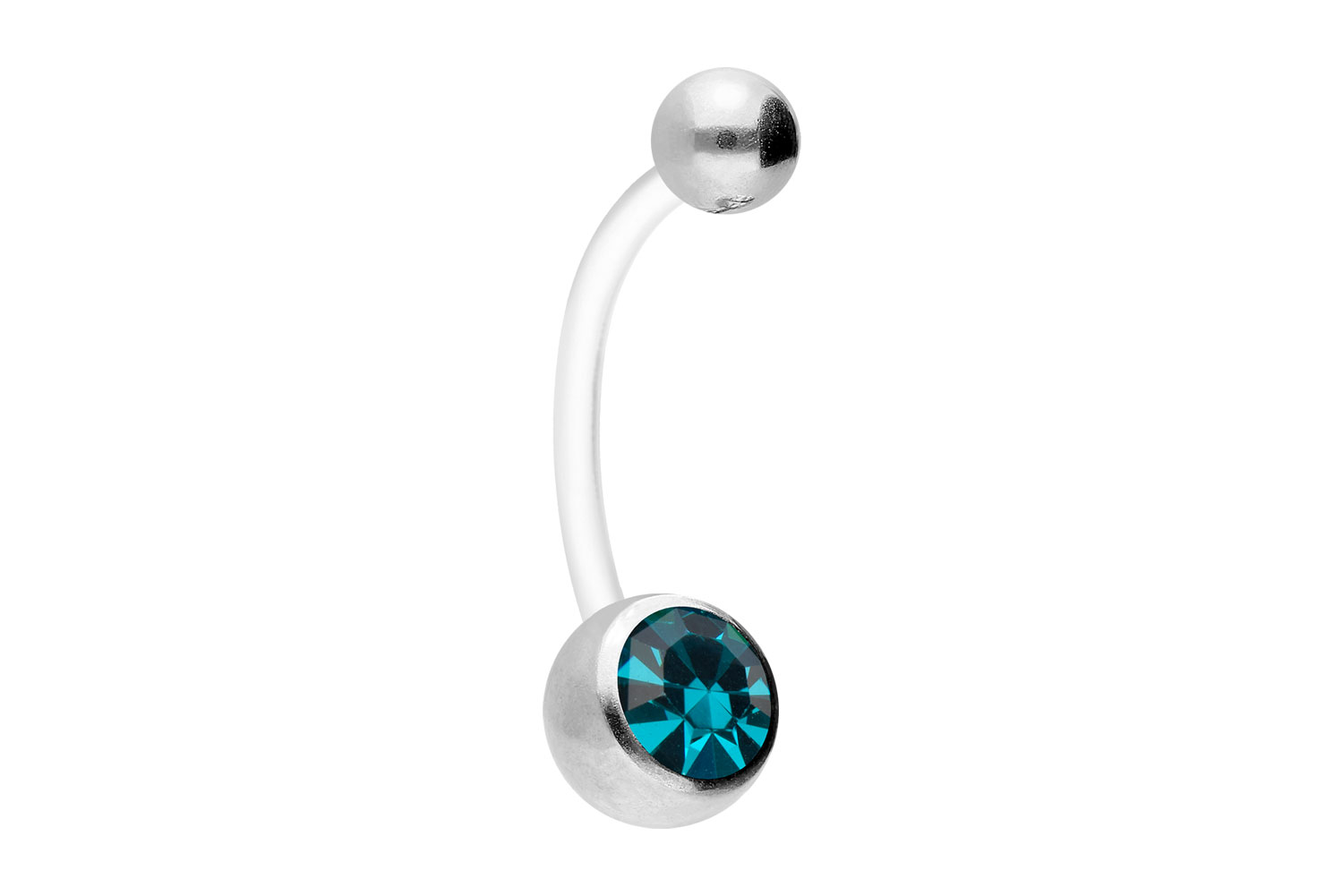 PTFE Bananabell Piercing mit Chirurgenstahl-Kugeln KRISTALL